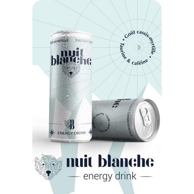 Nuit blanche Energy drink goût Cassis Myrtille